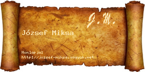 József Miksa névjegykártya